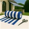 Byour3 - Tessuti per Tende da Sole Ombreggiante Gazebo -Stoffa al Metro per Esterno in Dralon Traspirante Frangisole Frangivento Anti UV per Pergola Copertura Solare No PVC (Bianco Blu, 200 cm)