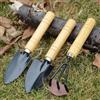 Generic 3 piccoli attrezzi da giardino per giardinaggio - Set di strumenti per piantare con piccola pala da giardino, rastrello ergonomico, manico in legno massiccio antiruggine e - Pale per scavare e cura
