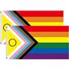 smtfcty 2PCS Bandiera Dell'orgoglio 90x150cm Progress Pride Rainbow Flag LGBTQ Rainbow Flags per Parata, Festival, Festa, Carnevale, Bandiere Premium, Interno, Esterno, Colori Vivaci