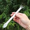 Generic 1 rastrello per radici in acciaio inox, per bonsai e piante in vaso, a 3 rebbi, per allentare il terreno, portatile, antiruggine, strumento di giardinaggio domestico