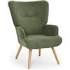 Goeurvant Poltrona da salotto confortevole con braccioli e schienale alto, verde | Poltrona ergonomica per lettura, allattamento e relax, per soggiorno, camera da letto e piccoli spazi