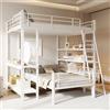 Lexiou Letto a castello con telaio in metallo, 140 x 200 cm, letto multifunzione con più ripiani (bianco)