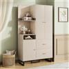 SUKY Appendiabiti compatto, 110 x 186 x 38 cm, guardaroba per corridoio, corridoio, con pannelli imbottiti (beige+grigio)