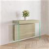 VE.CA.s.r.l. - Tavolo Consolle Allungabile Crystal - Con Porta Allunghe - In Vetro - Allungabile da 40 cm 250 cm - In Legno - Arredo Cucina Casa Design - Colore: Rovere Rock