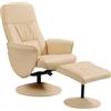 HOMCOM Poltrona relax con poggiapiedi girevole 360° Beige | Poltrona relax con schienale reclinabile per TV, portata 120 kg, sintetico e metallo