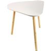 Due Esse di Tavolino Triangolare, Tavolino da caffè per Soggiorno, Tavolino Basso, con Gambe in Legno, Stile Scandinavo, per Salotto Camera da Letto, Tavolo in Legno Naturale, H39 x 44 x 38 cm (Bianco)