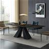 Cybert Tavolo Allungabile CALACATTA 160-240 cm - Piano Ceramica Gres Porcellanato Effetto Marmo Bianco Antigraffio - Struttura Metallo Verniciato - 2 Prolunghe Integrate 40 cm - 6-10 Posti