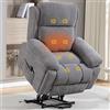 AISALL Poltrona relax con supporto per alzarsi, poltrona massaggiante elettrica con funzione termica, 2 tasche laterali e portabevande invisibile, per anziani (grigio chiaro)
