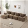 Bladez Divano modulare a 4 posti in cord, divano letto ad angolo a forma di L con ottomano, senza montaggio, seduta profonda Boneless a compressione, divani combinabili, divano lounge per soggiorno