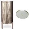 Generico CONTENITORE INOX PER VINO, CON GALLEGGIANTE AD OLIO lt 100 COMPRESO DI COPERCHIO PARAPOLVERE, RUBINETTO INOX E PIEDISTALLO