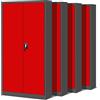 Jan Nowak Set di 4 Armadio da Ufficio C001 Archivio per Officina in Metallo Verniciato a polvere Chiudibile 195 cm x 90 cm x 40 cm (Antracite-Rosso)