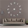 Beisite Grandi Orologi da Parete Moderni DIY Adesivo con Superficie a Specchio 3D Home Decor Art Orologio da Parete Gigante con Numeri Romani Grande Orologio (Argento, 27)