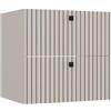 CDF Mobile Sottolavabo Bagno 2 Cassetti 60cm Frontale Scanalato Chiusura Ammortizzata per Bagno Cosmetici Guide a Sfera Maniglie Nere Senza Lavabo Beige Cashmere 16mm Truciolare Laminato Stile Moderno