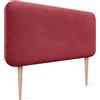 DHOME Testiera Imbottita Liscia Arrotondata in Tessuto Aqualine con Gambe per Parete Acustica Testate Letto Fonoassorbenti Camera da Letto (Rosso, 80cm)