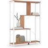 hjh LIVING Scaffalatura Kalag Eco - Mensola versatile 80 x 24 x 110 cm - Libreria aperta e divisore - Superficie facile da pulire, bianco/rovere