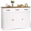 Blishom Credenza, Consolle con 3 Cassetti, Credenza Buffet con 3 Ante, Ripiani Regolabili, Mobile di Archiviazion e per Soggiorno & Ingresso, 108x39x81 cm, Grigio (Retro)