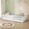 ML DESIGN modern living ML-Design Letto Basso per Bambini e Bambine 80x160 cm, Bianco, in Legno di Pino Massiccio, con Rete a Doghe e Protezione Anticaduta, Giroletto Montessori per Bimbi, Lettino a Terra per Cameretta