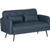 HOMCOM Divano 2 Posti con Rivestimento in Tessuto e 2 Cuscini, Divanetto Moderno con Struttura in Legno e Acciaio, 135x74x82cm Blu Scuro