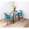 Leone Living Set di 2 Sedie da Pranzo in Tessuto Turchese con Gambe in Metallo Nero, Stile Moderno