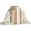 Loberon Yrene Coppia di reggilibri - Finitura Bianco Antico - Figure Decorative su Entrambi i Lati, Bianco Antico