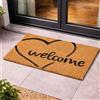 Carpido Zerbino Coir Welcome Heart Design - Clean Run 40x60 cm - Tappeto per porte interne - Tappeto di cocco antibatterico - materiale naturale