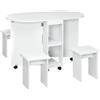 HOMCOM Set da cucina 5 Pezzi, Tavolo Pieghevole, 4 Sgabelli, Bianco | 2 Ripiani, Legno Truciolato