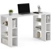 BAKAJI Scrivania con Doppia Libreria 6 Ripiani Tavolo da Lavoro Porta PC Computer Struttura e Piano in Legno MDF Arredamento Casa Ufficio Cameretta Design Moderno 140 x 60 x 75 cm Bianco