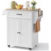 Bealife Carrello da Cucina, Mobile Cucina,con Ruote e Piano di Lavoro，Carrello di Servizio con 2 Ante e 1 Cassetto, Carrello Salvaspazio per Cucina e Soggiorno (Bianco)
