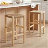 chairus Set di 2 Sgabelli Cucina Sgabelli da Bar in Rattan, Legno Naturale | Sgabelli Alti in Legno Sedie da Bar Sgabelli Rustiche per Cucina Penisola/Ristorante