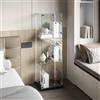 JiaOyu Vetrina In Vetro Con Illuminazione A Led E Serratura, Vetrina In Vetro Antipolvere Per Collezioni, Per Soggiorno, Camera Da Letto, Ufficio (Nero+Barra Luminosa+1 Porta, 3 Livelli)