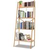 HOMASIS Scaffale Libreria a Scala in Bambù a 4 Livelli, 60 x 35,5 x 148 cm | Scaffale Portaoggetti Multifunzionale, Portalibri e Supporto per Piante per Cucina, Salotto, Studio, Naturale