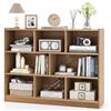 GYMAX Libreria a Cubi in Legno, Scaffale Aperto a 3 Livelli con 8 Cubi, Libreria Scaffale Espositore per Soggiorno, Camera da Letto, Cameretta, Angolo di Lettura, 122 x 32 x 93 cm (Naturale)