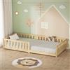 ML DESIGN modern living ML-Design Letto Basso per Bambini e Bambine 90x200 cm, Naturale, in Legno di Pino Massiccio, con Rete a Doghe e Protezione Anticaduta, Giroletto Giovanile, Lettino Montessori per Ragazzi