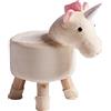 Leone Living Pouf Unicorno per Bambini Bianco e Rosa con Gambe in Legno - Rivestimento Sfoderabile