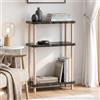 [en.casa] Scaffale da Terra a 3 Ripiani Effetto Marmo Nero 62x40x18 cm | Mensola Autoportante 3 Livelli Piani Libreria Multiuso Soggiorno Ingresso Cucina Barre in Legno Massello Portaoggetti