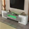 DACHETOU Mobile TV basso bianco + grigio 60 x 200 cm Mobili per soggiorno Design moderno Elegante superficie in vetro