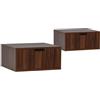 HOMN LIVING Set di 2 comodini sospesi Lluvia con 1 cassetto, Finitura Noce, 40 cm (Larghezza) x 35 cm (profondità) x 19 cm (Altezza)