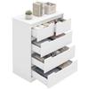Liink1Ga 1 Pezzo Cassettiera Camera da Letto Bianca con 5 Cassetti(70x40x95CM) | Larghezza 70 cm Cassettiere Bianche Comodino Cassettiera e Credenza Bianco per Ufficio Soggiorno Corridoio Mobili