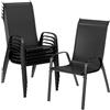 LIFERUN Sedia da giardino impilabile, da campeggio, impilabile, con schienale alto, in acciaio textilene, per giardini, cortili, balconi, ristoranti, 150 kg, portata: 54 x 69 x 93 cm (6pcs, nero)