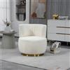 Kelodan Moderna sedia rotonda girevole a 360 gradi, finitura in velluto orsacchiotto, comodo schienale, struttura solida, per soggiorno, camera da letto, studio, orsacchiotto bianco