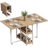 HOMCOM Tavolo da Pranzo Pieghevole con Ruote per 4 Persone, Color Legno | Tavolo Cucina a Ribalta, Scrivania Richiudibile Salvaspazio, 2 Ripiani Aperti, Ideale per Soggiorno, Ufficio, 133.4x80x75 cm