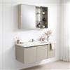 REDÒKASA Mobile Bagno Sospeso 100 cm NINFEA in alluminio, con 3 ante, specchio contenitore a 2 ante, lavabo in ceramica (Beige)