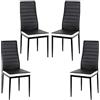 DDMINE Set di 4 sedie per sala da pranzo, moderne, rivestimento in similpelle, schienale alto, comoda sedia da pranzo, sedia in ecopelle, testata SGS (4, nero e bianco)