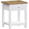 Vida Designs Tavolino Arlington a 1 Cassetto, Derivati dal Legno, Bianco e Quercia, H 55 x L 45 x P 40 cm