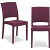 REDÒKASA Sedia in polipropilene FLORA, MADE IN ITALY, impilabile, resistente ai raggi UV, design moderno, ideale per interno ed esterno (2, Viola Melanzana - Senza Braccioli)