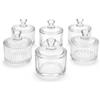 Ingrosso e Risparmio Set 6 pz Barattoli in Vetro con Coperchio Contenitori Decorativi 90ml Barattoli Porta Confetti Bomboniera Matrimonio Battesimo Festa Caramelle Design Elegante Pomello a Diamante