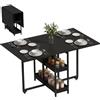 HOMCOM Tavolo da Pranzo Pieghevole con Ruote per 4 Persone, Nero | Tavolo Cucina a Ribalta, Scrivania Richiudibile Salvaspazio, 2 Ripiani Aperti, Ideale per Soggiorno, Ufficio, 133.4x80x75 cm