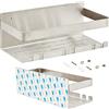 TOMAPLUS Mensola Doccia Senza Foratura e Possibilità di Fissaggio Con Viti - Portaoggetti Bagno in Acciaio Inox, 23x8,5x10cm