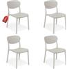MOHOME Sedia Tortora Chiaro Polipropilene Set da 4 Premium Quality Impilabili Design Ergonomico Minimalista Dimensioni 79 x 54,5 x 46 cm Interno Esterno Casa Ufficio Bar Ristorante