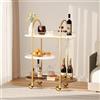 DAWNYIELD Carrello Bar Mobile Ovale 3 Ripiani, Oro | Carrello Portabevande con Ruote Bloccabili e Portabicchieri, Carrello di Servizio per Cucina Soggiorno Feste Home Bar